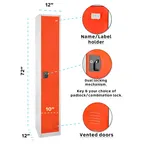 image of Alpine Industries ADI629-201-RED Steel Red 1 Tier Storage Locker - 72"H x 15"W