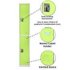 image of Alpine Industries ADI629-202-GRN Green Storage Locker with 2 Doors 2 Hooks - 72" H x 12" W