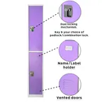 image of Alpine Industries ADI629-202-PUR Purple Storage Locker with 2 Doors 2 Hooks - 72" H x 12" W