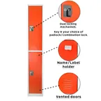 image of Alpine Industries ADI629-202-RED Red Storage Locker with 2 Doors 2 Hooks - 72" H x 12" W