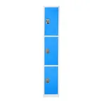 image of Alpine Industries ADI629-203-BLU Blue Steel Storage Locker with 3 Doors, 3 Hooks - 72" H x 12"