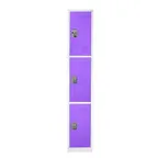 image of Alpine Industries ADI629-203-PUR Purple Steel Storage Locker with 3 Doors, 3 Hooks - 72" H x 12"