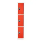 image of Alpine Industries ADI629-203-RED Red Steel Storage Locker with 3 Doors, 3 Hooks - 72" H x 12"
