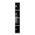 image of Alpine Industries ADI629-204-BLK Black Steel Storage Locker w/ 4 Doors, 4 Hooks - 72" H x 12" 