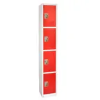 image of Alpine Industries ADI629-204-RED Red Steel Storage Locker w/ 4 Doors, 4 Hooks - 72" H x 12" 