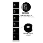 image of Alpine Industries ADI629-206-BLK Black Steel Storage Locker w/ 6 Doors, 6 Hooks - 72" H x 12" 