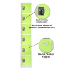 image of Alpine Industries ADI629-206-GRN Green Steel Storage Locker w/ 6 Doors, 6 Hooks - 72" H x 12" 