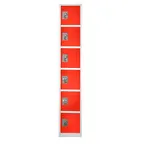 image of Alpine Industries ADI629-206-RED Red Steel Storage Locker w/ 6 Doors, 6 Hooks - 72" H x 12" 
