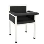 image of Alpine Industries ADI997-02-BLK Padded Blood Drawing Chair with Arms, Black Polyurethane Upholstery, Steel Frame