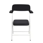 image of Alpine Industries ADI997-03-BLK Padded Blood Drawing Chair with Arms, Folding, Black Polyurethane Upholstery, Powder Coated Steel