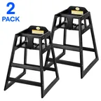 image of Alpine Industries ALP412-02-ESP 29"H Baby High Chair, Wood, Espresso Finish, Wide Stance, T-Bar, Restraint Belt (2-Pack)