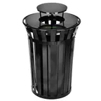 image of Alpine Industries ALP479-38-1 Trash Can, 38‑Gallon, 43" H, 26" D, Black with Rain Bonnet Lid