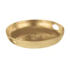 image of American Metalcraft ATHG16 Beverage Tray 16" Dia x 2-3/4" H Round Hammered Aluminum Gold Wash Only