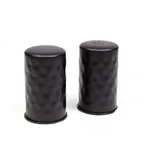 image of American Metalcraft BHSP2 Salt & Pepper Set, 2 oz, 1-3/4" Dia × 2-3/4" H, Hammered Black Stainless Steel