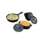 image of American Metalcraft CIPR42 Cast Iron Baking Dish, 9‑Oz, 4" Dia x 1‑5/8" H, Lid & Handles, Hand Wash