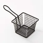 image of American Metalcraft FRYB443 Fry Basket, 4"L x 4"W x 3"H, Stainless Steel Black, 3.75" Wash Handle