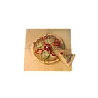 image of American Metalcraft MPCUT6 Pizza Slice Cutting Board And Guide, 20" X 20" X 1/4", With Markings For 6 Slice