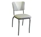 image of American Tables & Seating 22-VN Indoor Side Chair with Plain V Back and Upholstered Seat, Chrome Frame
