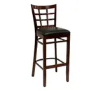 image of American Tables & Seating 523-BS Bar Stool with Grid Back and Beech Wood Frame, Upholstered Seat