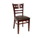 image of American Tables & Seating 563 Indoor Side Chair with Ladder Back and Upholstered Seat, Beech Frame