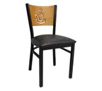 image of American Tables & Seating 72 BVS Indoor Side Chair with Solid Wood Back and Upholstered Seat, Metal Frame