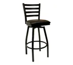 image of American Tables & Seating 77-BSS Swivel Bar Stool with Ladder Back and Black Powder Coat 