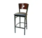 image of American Tables & Seating 77A-BS  Black Powder Coated Wood Back and Metal Bar stool