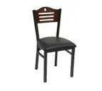 image of American Tables & Seating 77B Indoor Side Chair with Wood Back and Upholstered Seat, Metal Frame
