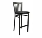 image of American Tables & Seating 87-BS Bar Stool with Slat Back and Upholstered Seat, Black Powder Coat 