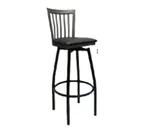 image of American Tables & Seating 87-BSS Swivel Bar Stool with Slat Back and Black Powder Coat, Footrest