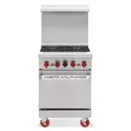 image of American Range AR-12G-2B 24" Gas Restaurant Range, (1) Space Saver Oven, (2) Open Burners, (1) 12" Griddle