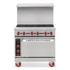 image of American Range AR-24G-2B 36" Gas Restaurant Range w/ (2) Open Burners, (1) 24" Griddle, (1) Standard Oven, 139.000 BTU 
