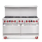 image of American Range AR-24G-6B-CL-126R 60" Gas Restaurant Range w/ (6) Open Burners, (1) 24" Griddle, (1) Standard Oven, (1) Convection Oven, 297.000 BTU