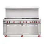 image of American Range AR-24G-8B 72" Gas Restaurant Range w/ (8) Open Burners, (1) 24" Griddle, (2) Standard Ovens, 366.000 BTU  