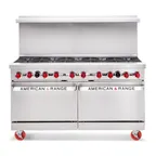 image of American Range AR-36G-4B-126L-SBR 60" Gas Restaurant Range, (1) Standard Oven, (1) Cabinet, (4) Open Burners, (1) 36" Griddle