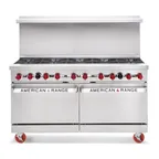 image of American Range AR-36G-4B 60" Gas Restaurant Range w/ (4) Open Burners, (1) 36" Griddle, (2) Standard Ovens, 258.000 BTU 