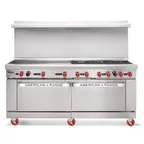 image of American Range AR-36G-6B-126L-SBR 72" Gas Restaurant Range w/ (6) Open Burners, (1) 36" Griddle, (1) Standard Oven, (1) Cabinet Base, 287.000 BTU