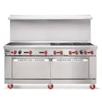 image of American Range AR-36G-6B-NVL-126R 72" Gas Restaurant Range w/ (6) Open Burners, (1) 36" Griddle, (1) Standard Oven, (1) Convection Oven, 314.000 BTU