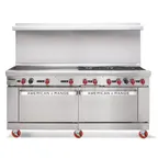 image of American Range AR-36G-6B 72" Gas Restaurant Range w/ (6) Open Burners, (1) 36" Griddle, (2) Standard Ovens, 322.000 BTU 