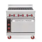 image of American Range AR-3RB 36" Gas Restaurant Range w/ Charbroiler (Wide Radiant Broiler), (1) Standard Oven, 125.000 BTU