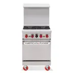 image of American Range AR-4-SB 24" Gas Restaurant Range w/ (4) Open Burners, (1) Cabinet Base, 128.000 BTU