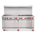image of American Range AR-48G-4B-NN 72" Gas Restaurant Range w/ (4) Open Burners, (1) 48" Griddle, (2) Innovection Ovens, 262.000 BTU