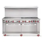 image of American Range AR-48G-4B 72" Gas Restaurant Range w/ (4) Open Burners, (1) 48" Griddle, (2) Standard Ovens, 278.000 BTU