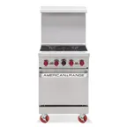 image of American Range AR-4 24" Restaurant Gas Range w/ (4) Open Burners, (1) Space Saver Oven, 155.000 BTU