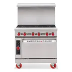 image of American Range AR-6-SB 36" Gas Restaurant Range w/ (6) Open Burners, (1) Cabinet Base, 192.000 BTU