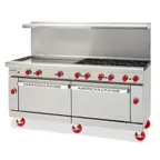 image of American Range ARGF-12-CC 72" Gas Restaurant Range, (12) Open Green Flame Burners w/ Pilotless Electronic Ignition, (2) Convection Ovens, 360.000 BTU