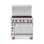 image of American Range ARGF-36G-2B-126 48" Gas Restaurant Range w/ (1) 36" Griddle, (2) Open Burners, (1) Standard Oven, (1) Cabinet Base, 155.000 BTU
