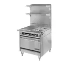 image of American Range HD34-1FT-2-O 34" Gas Heavy Duty Range w/ (2) Open Burners, (1) 17" French Top, (1) Cabinet Base, 114.000 BTU