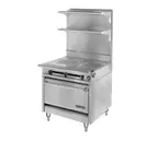 image of American Range HD34-2FT-1C 34" Gas Heavy Duty Range w/ (2) French Tops, (1) Convection Oven, 110.000 BTU