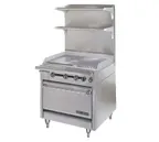 image of American Range HD34-34TG-O 34" Gas Heavy Duty Range, (1) 34" Griddle w/ Thermostatic Controls, (1) Cabinet Base, 90.000 BTU